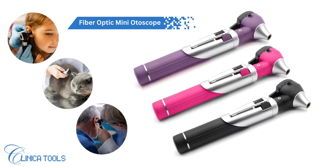 Fiber Optic Mini Otoscope with 10 Reusable Ear Cannulas and Carry Pouch – ENT Diagnostic Kit for Doctors, Students, Clinics, Home & Pet Care – Available in Black, Purple, and Pink