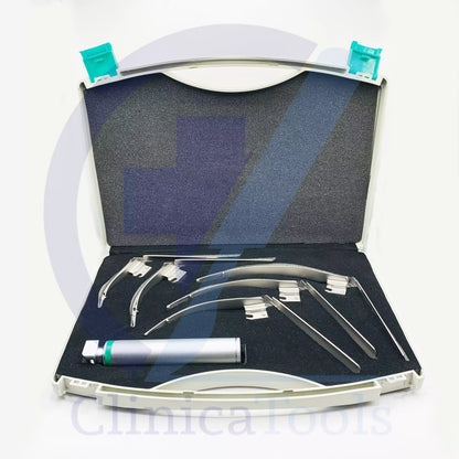 Complete Fiber Optic McCoy Laryngoscope Set for Medical Use