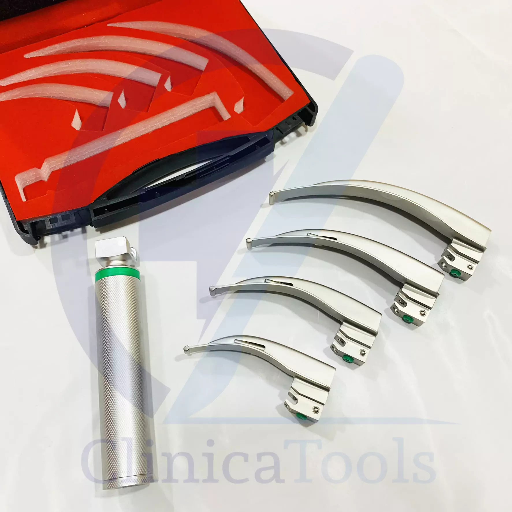 ENT diagnostic laryngoscope with four fiber optic blades