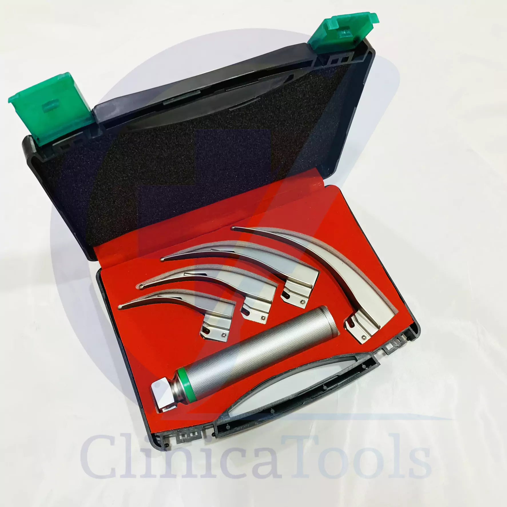 Fiber optic Macintosh laryngoscope set with reusable handle