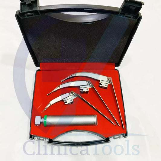 Fiber Optic McCoy Laryngoscope Set – Flexible Blades (3 Blades) & Medium Handle | Airway Management & Intubation Kit for EMT, Anesthesia & ENT Specialists