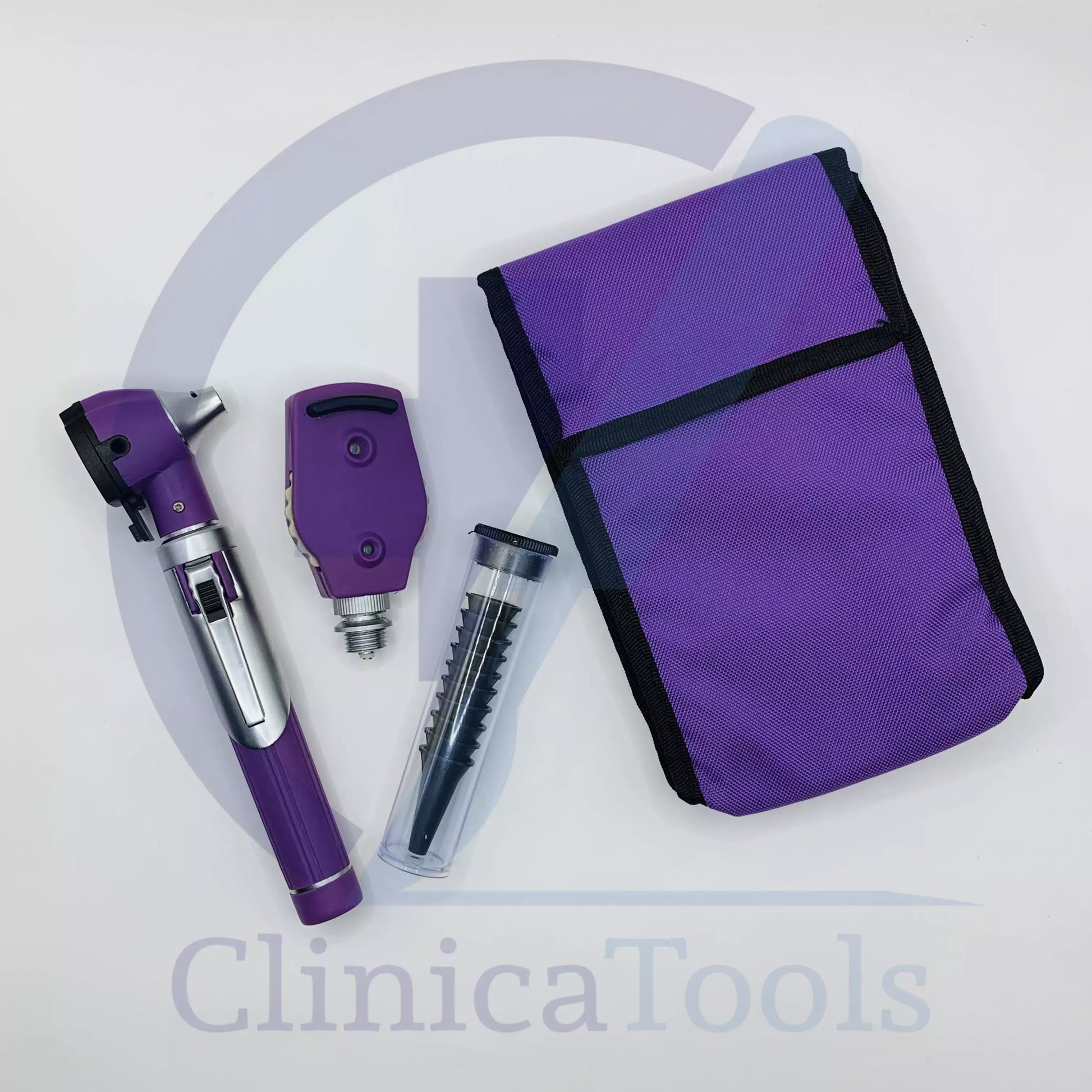Portable ENT examination instruments with fiber optic heads