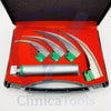 Reusable laryngoscope handle with 4 single-use blades