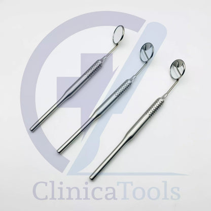Close-up of Stainless Steel Dental Mouth Mirror #5 with Hollow Handle