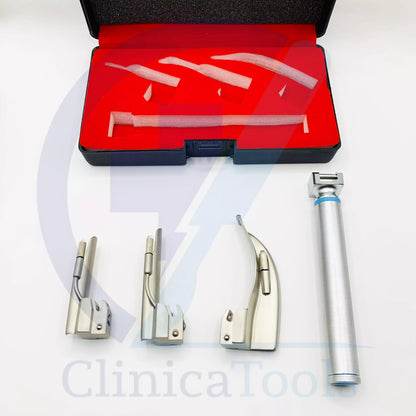 Pediatric Laryngoscope Set – Miller Blade #00, #0 & Mac Blade #1 with Small Handle | Infant Laryngoscope Kit for Airway Management & Intubation