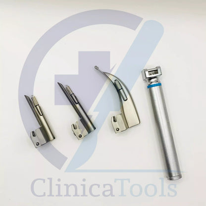 Pediatric Laryngoscope Set – Miller Blade #00, #0 & Mac Blade #1 with Small Handle | Infant Laryngoscope Kit for Airway Management & Intubation