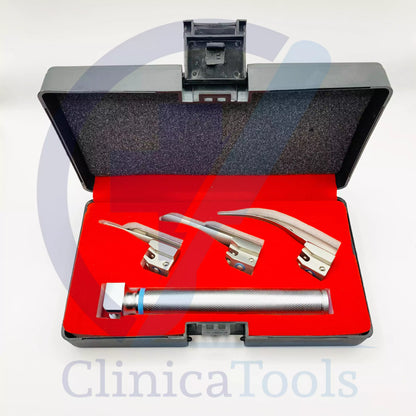 Pediatric Laryngoscope Set – Miller Blade #00, #0 & Mac Blade #1 with Small Handle | Infant Laryngoscope Kit for Airway Management & Intubation