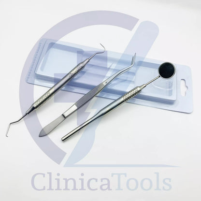 3-Piece Dental Examination Set – Mouth Mirror, Probe & Tweezers | Stainless Steel Oral Care Tools for Dentists, Clinics & Personal Use