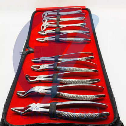 10Pcs Dental Tooth Extraction Forceps Set – Premium Stainless Steel Oral Surgery Instruments for Adult Teeth Removal | Professional Dental Extraction Tools for Dentists & Clinics
