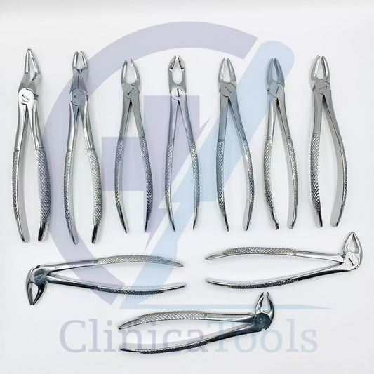 10Pcs Dental Tooth Extraction Forceps Set – Premium Stainless Steel Oral Surgery Instruments for Adult Teeth Removal | Professional Dental Extraction Tools for Dentists & Clinics