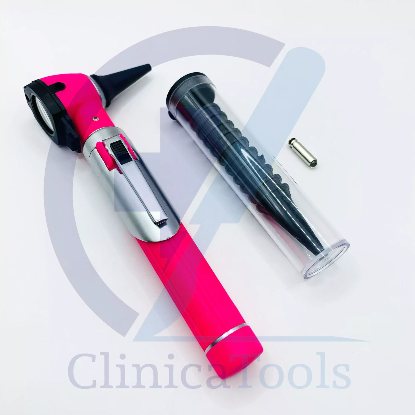 Fiber Optic Mini Otoscope – LED Ear Diagnostic Kit with 10 Cannulas, Extra LED & Hard Case | ENT, Medical & Veterinary Use | Black, Pink, Purple