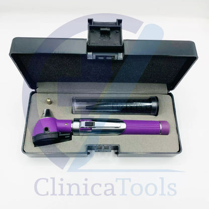 Fiber Optic Mini Otoscope – LED Ear Diagnostic Kit with 10 Cannulas, Extra LED & Hard Case | ENT, Medical & Veterinary Use | Black, Pink, Purple