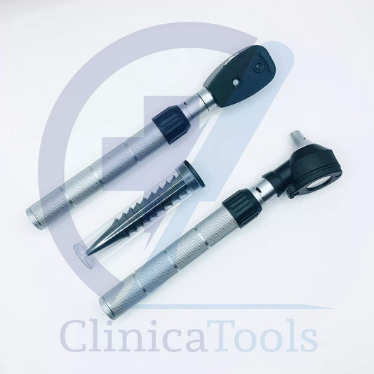 Pro Physician ENT Diagnostic Set with Mini Otoscope and Ophthalmoscope – Brass Handle