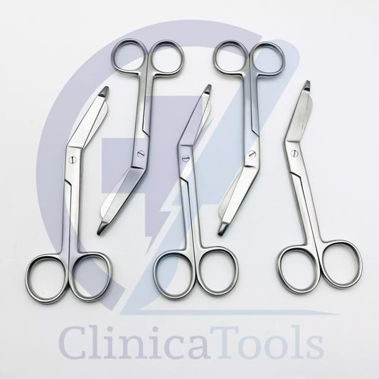 Set of 5 stainless steel Lister bandage scissors for EMT use